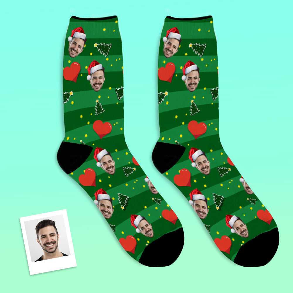 Christmas Customized Heart Socks	 - MyFaceBoxerUK