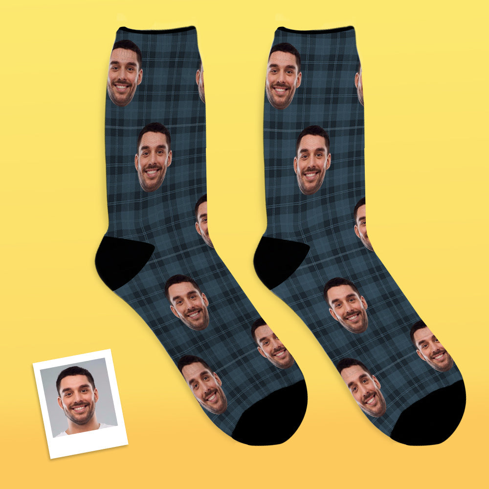 Custom Face Plaid Personalized Photo Socks	 - MyFaceBoxerUK