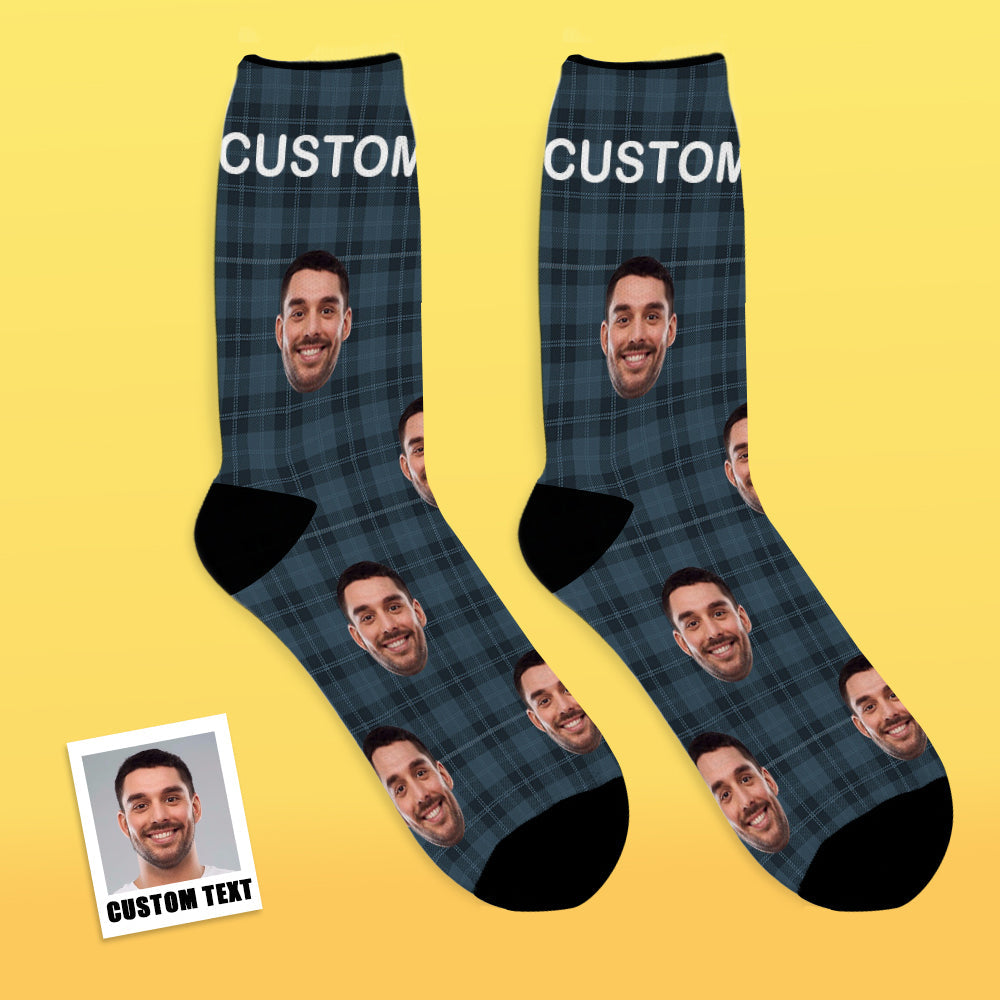 Custom Face Plaid Personalized Photo Socks	 - MyFaceBoxerUK