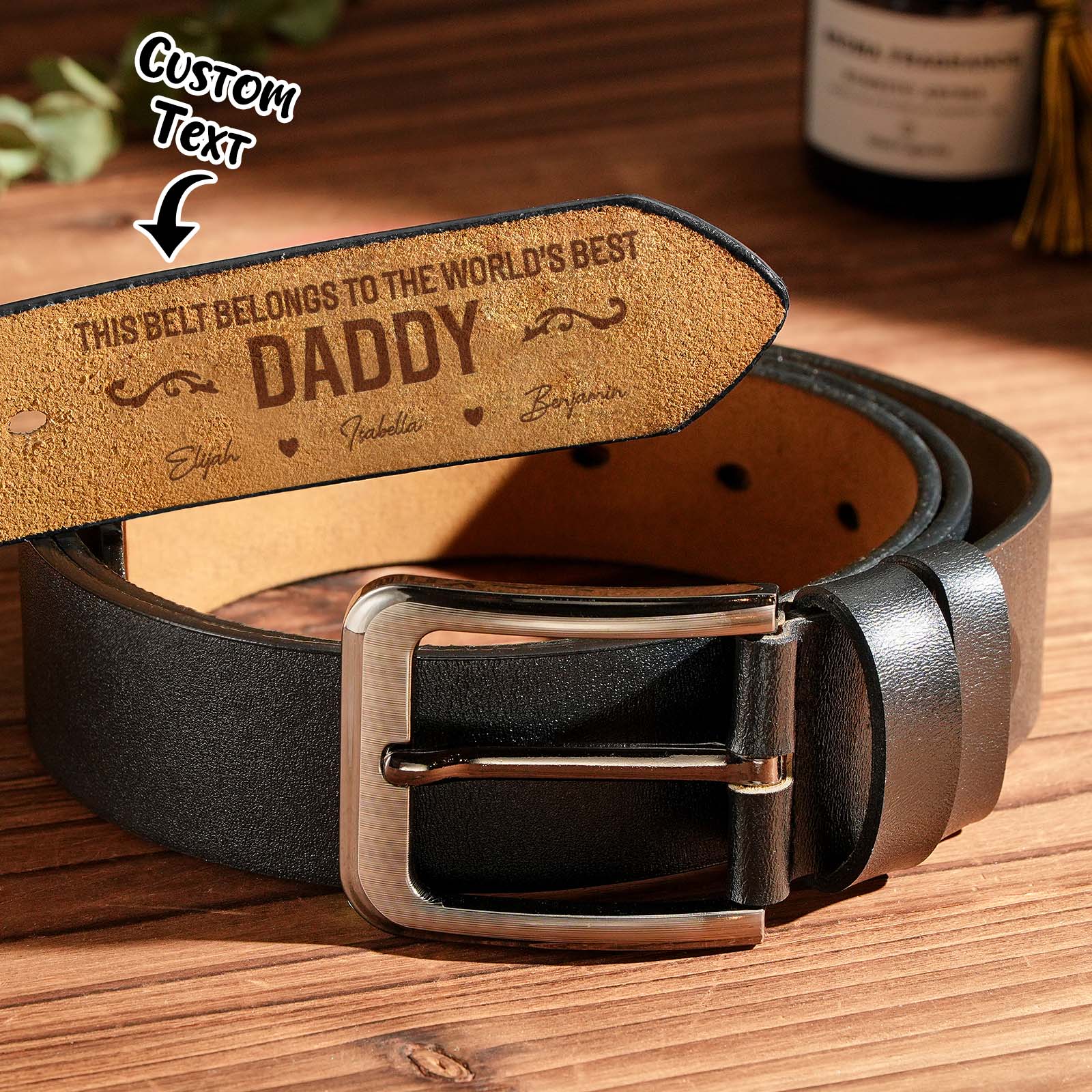 Custom Engraved Leather Belt Personalized Name Belt Gift For Dad Father's Day Gift