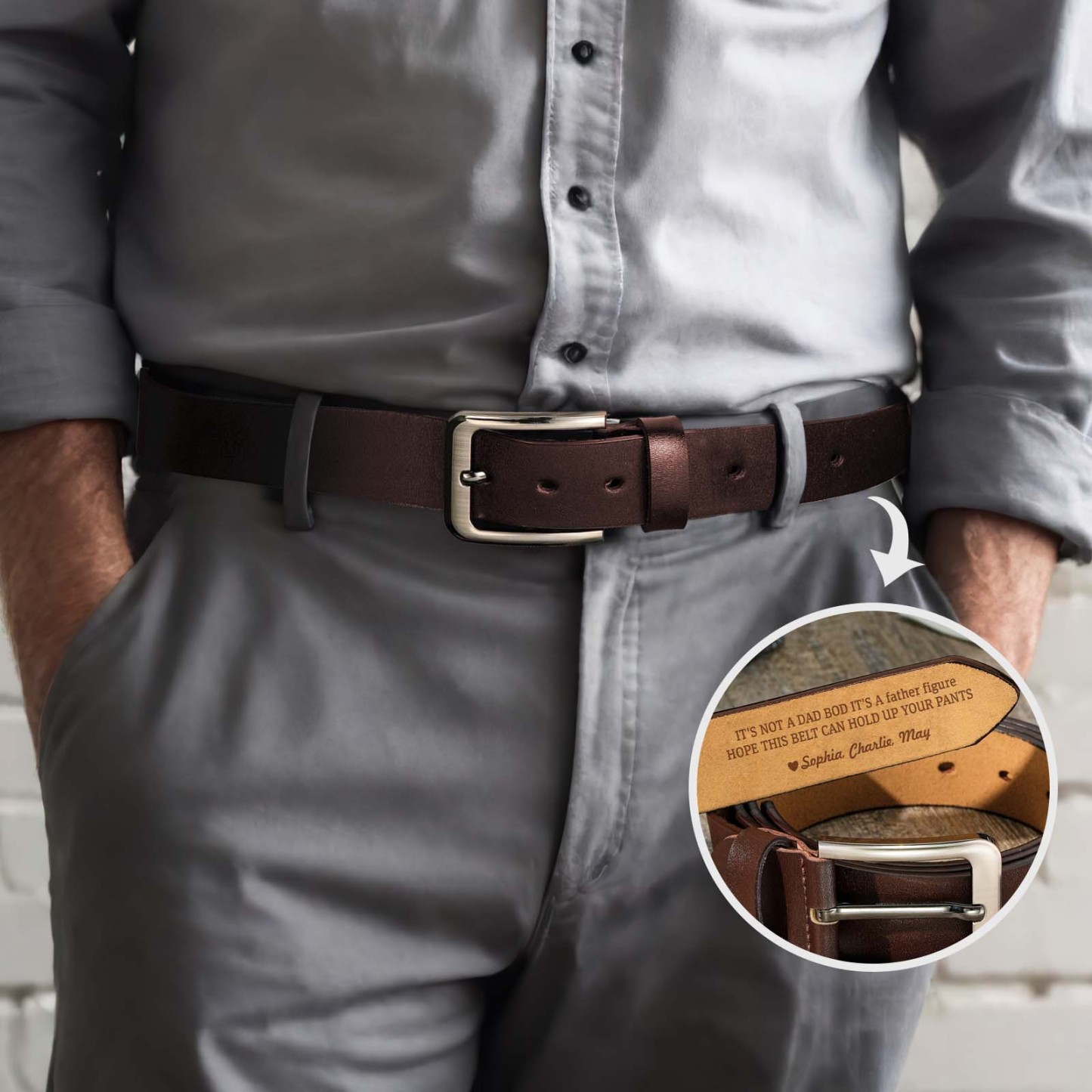 Gifts for Father Custom Engraved Leather Belt Personalized Name Belts - MyFaceBoxerUK