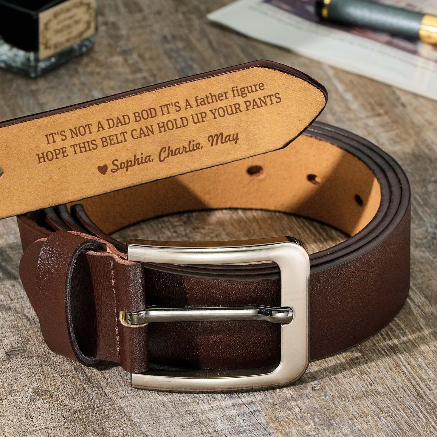 Gifts for Father Custom Engraved Leather Belt Personalized Name Belts - MyFaceBoxerUK