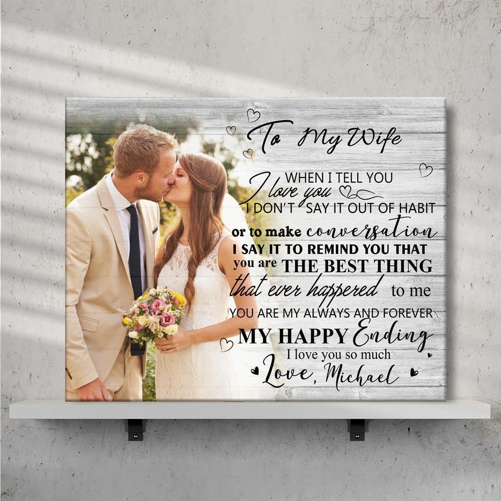 Custom Photo Wall Decor Painting Canvas With Text Horizontal Version - To Lover - MyFaceBoxerUK