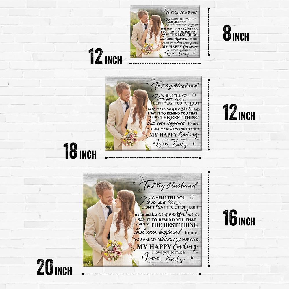 Custom Photo Wall Decor Painting Canvas With Text Horizontal Version - To My Husband - MyFaceBoxerUK