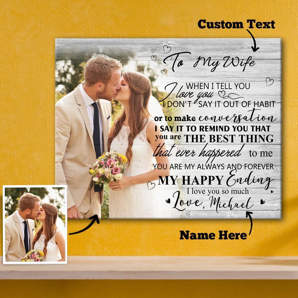 Custom Photo Wall Decor Painting Canvas With Text Horizontal Version - To Lover - MyFaceBoxerUK