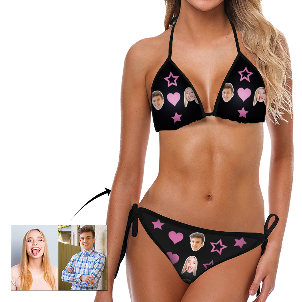 Custom Head Photo Heart and Star Bikini Sexy suit	 - MyFaceBoxerUK
