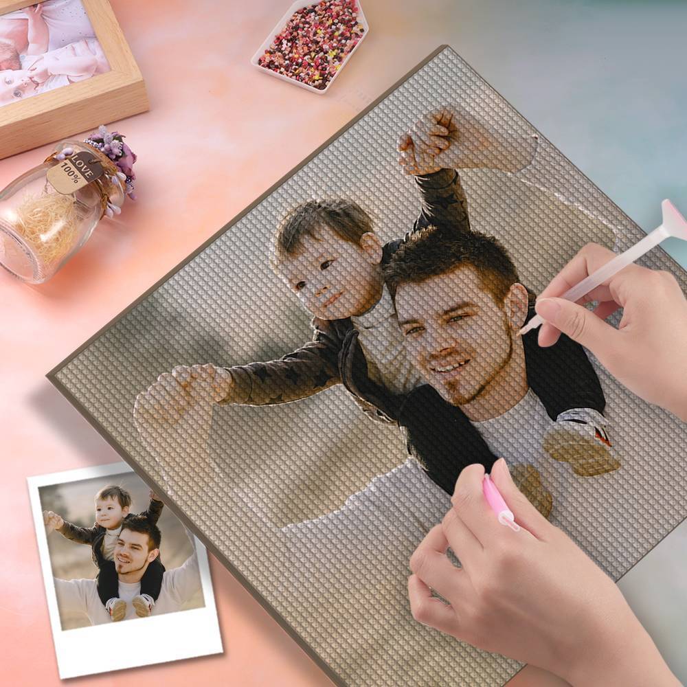 Custom Diamond Painting DIY Diamond Painting Kit Full Square Round Rhinestone Unique Gifts 30*30cm - Love Dad - MyFaceBoxerUK