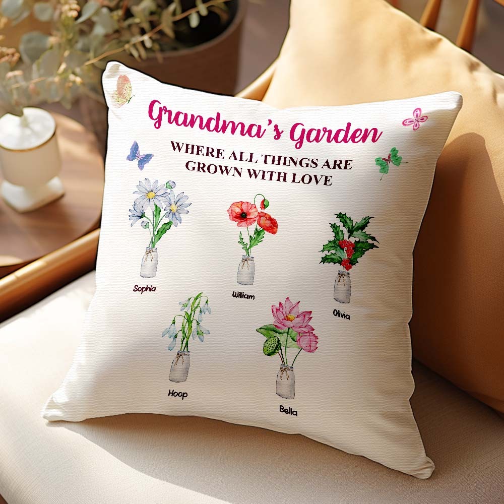Custom Birth Flower Pillow Where Things Are Grown With Love Throw Pillow Gifts For Her - MyFaceBoxerUK
