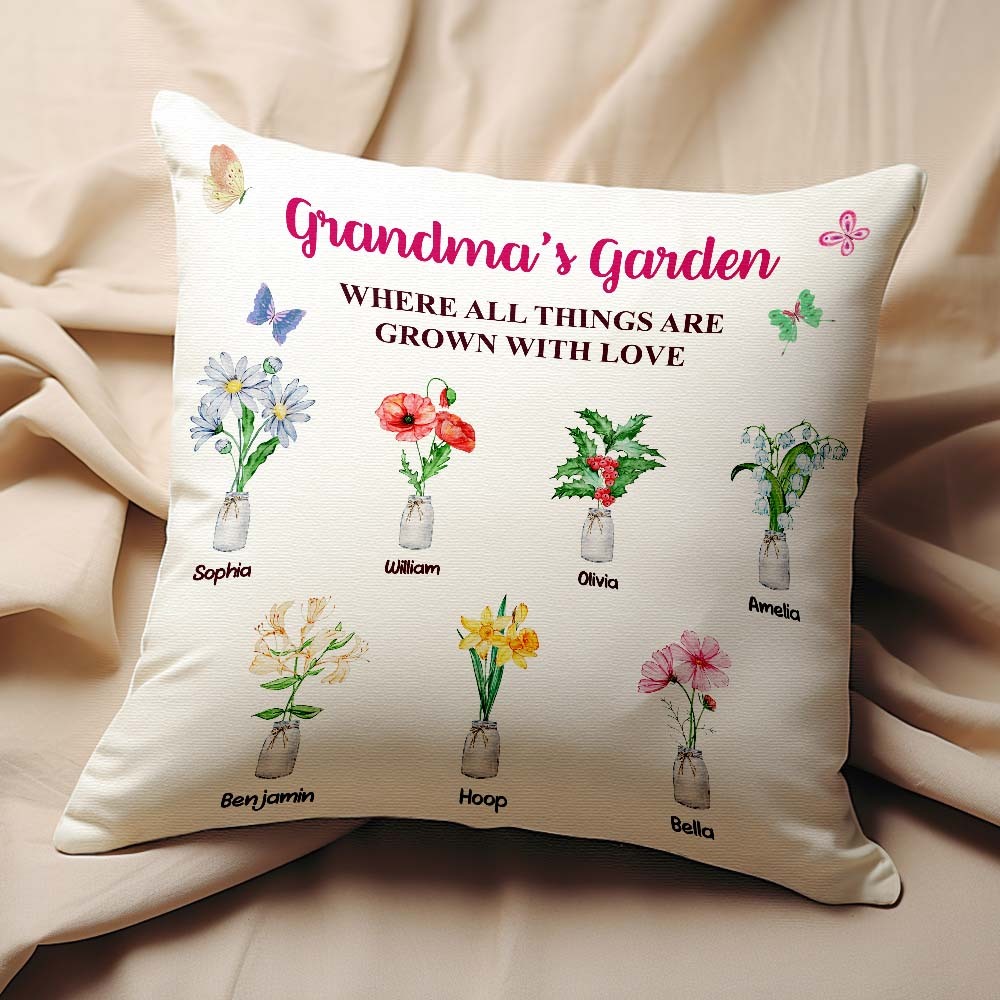 Custom Birth Flower Pillow Where Things Are Grown With Love Throw Pillow Gifts For Her - MyFaceBoxerUK
