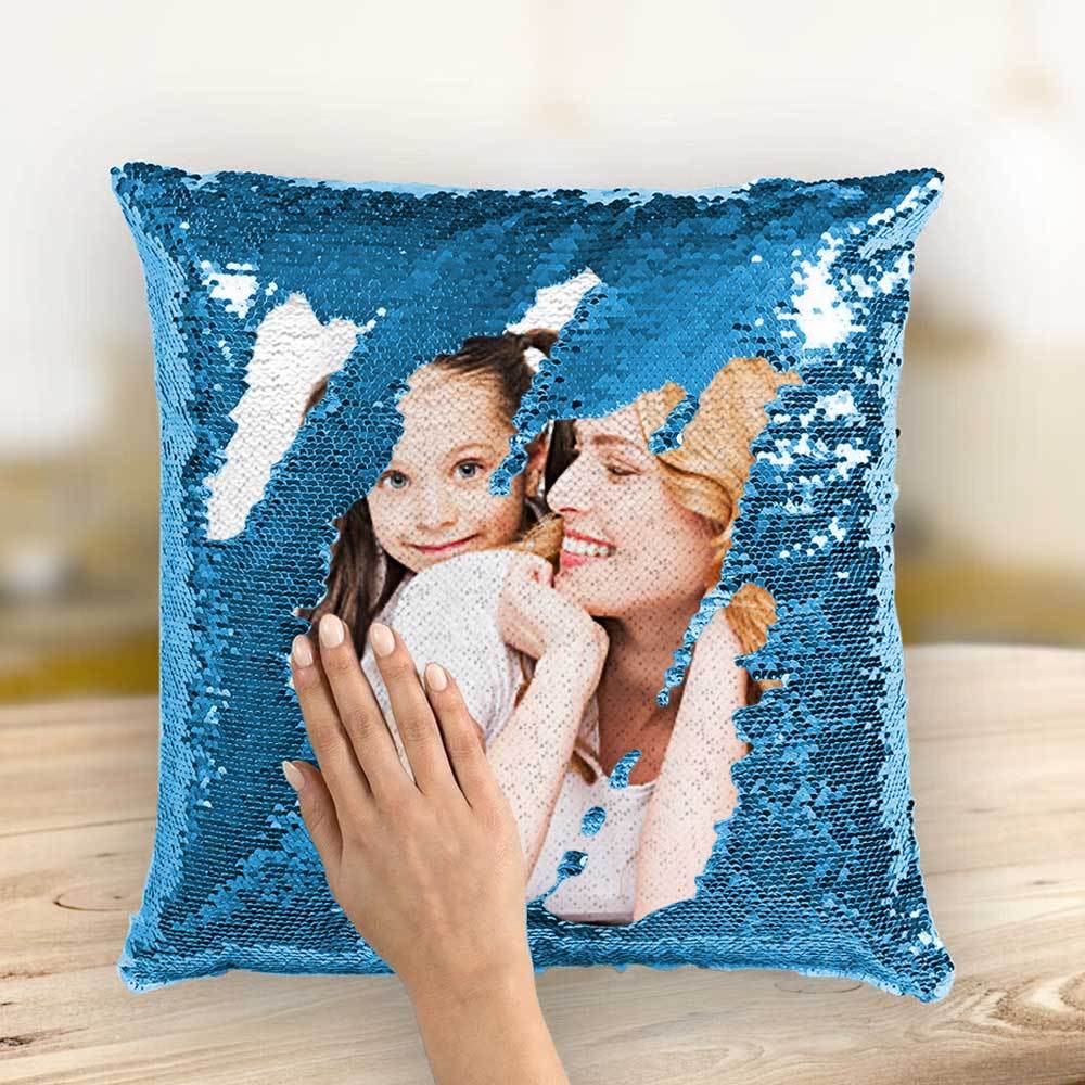 Mother's Day Gifts Couple Photo Personalised Magic Sequins Pillow Multicolor Shiny 15.75''*15.75'' - For Mom - MyFaceBoxerUK