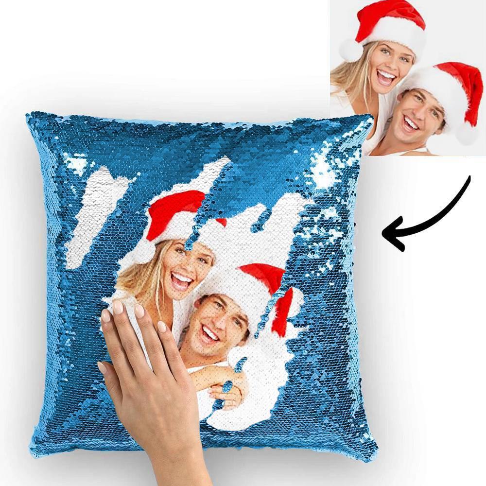 Christmas Gifts Couple Photo Personalised Magic Sequins Pillow Multicolor Shiny 15.75''*15.75'' - MyFaceBoxerUK