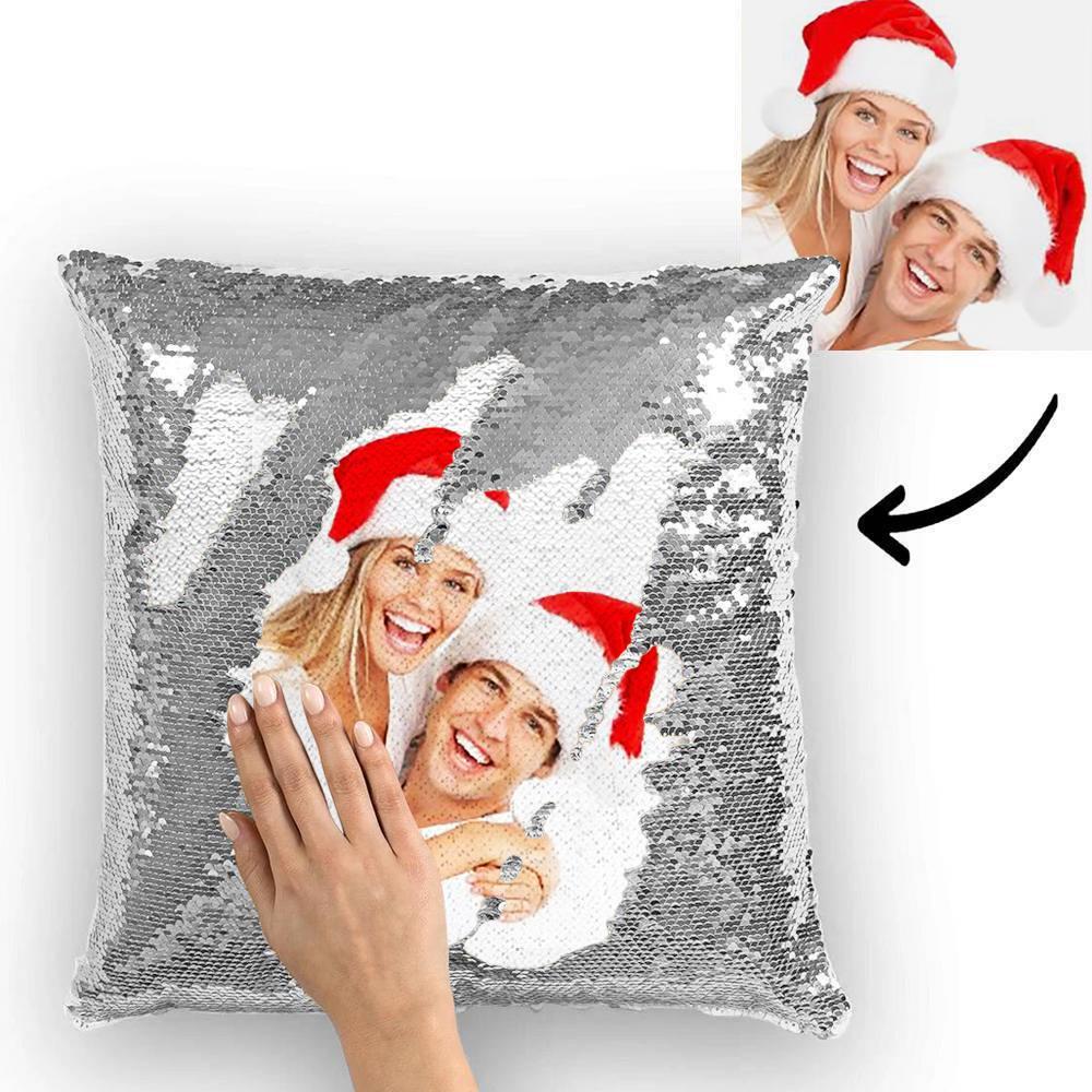 Christmas Gifts Couple Photo Personalised Magic Sequins Pillow Multicolor Shiny 15.75''*15.75'' - MyFaceBoxerUK