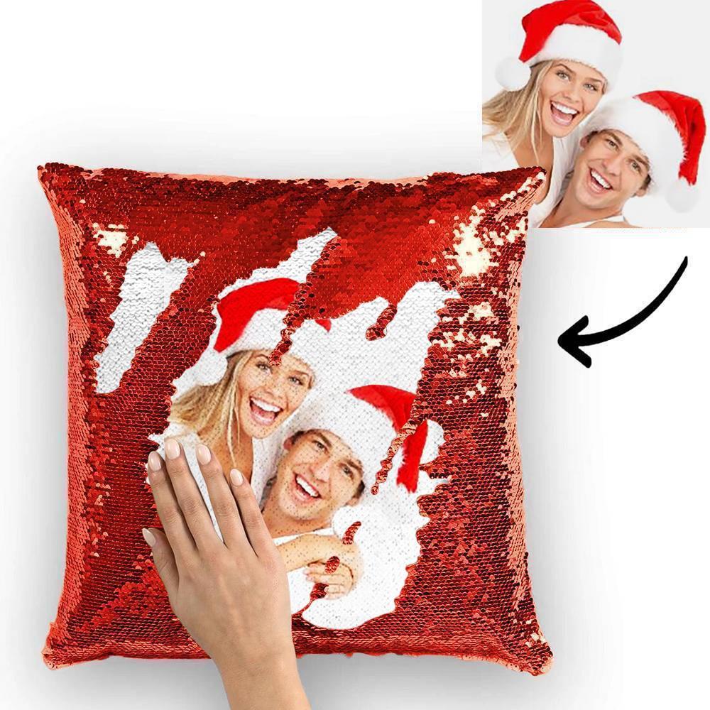 Christmas Gifts Couple Photo Personalised Magic Sequins Pillow Multicolor Shiny 15.75''*15.75'' - MyFaceBoxerUK