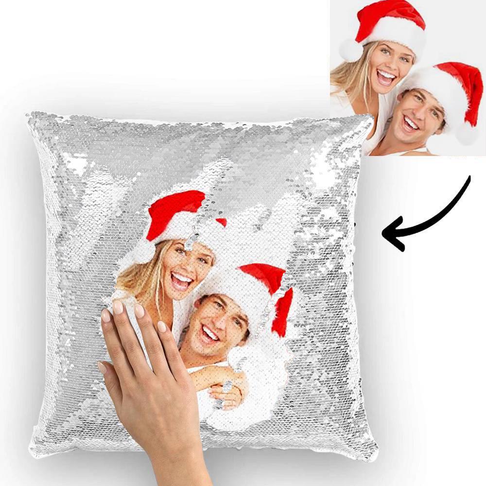 Christmas Gifts Couple Photo Personalised Magic Sequins Pillow Multicolor Shiny 15.75''*15.75'' - MyFaceBoxerUK