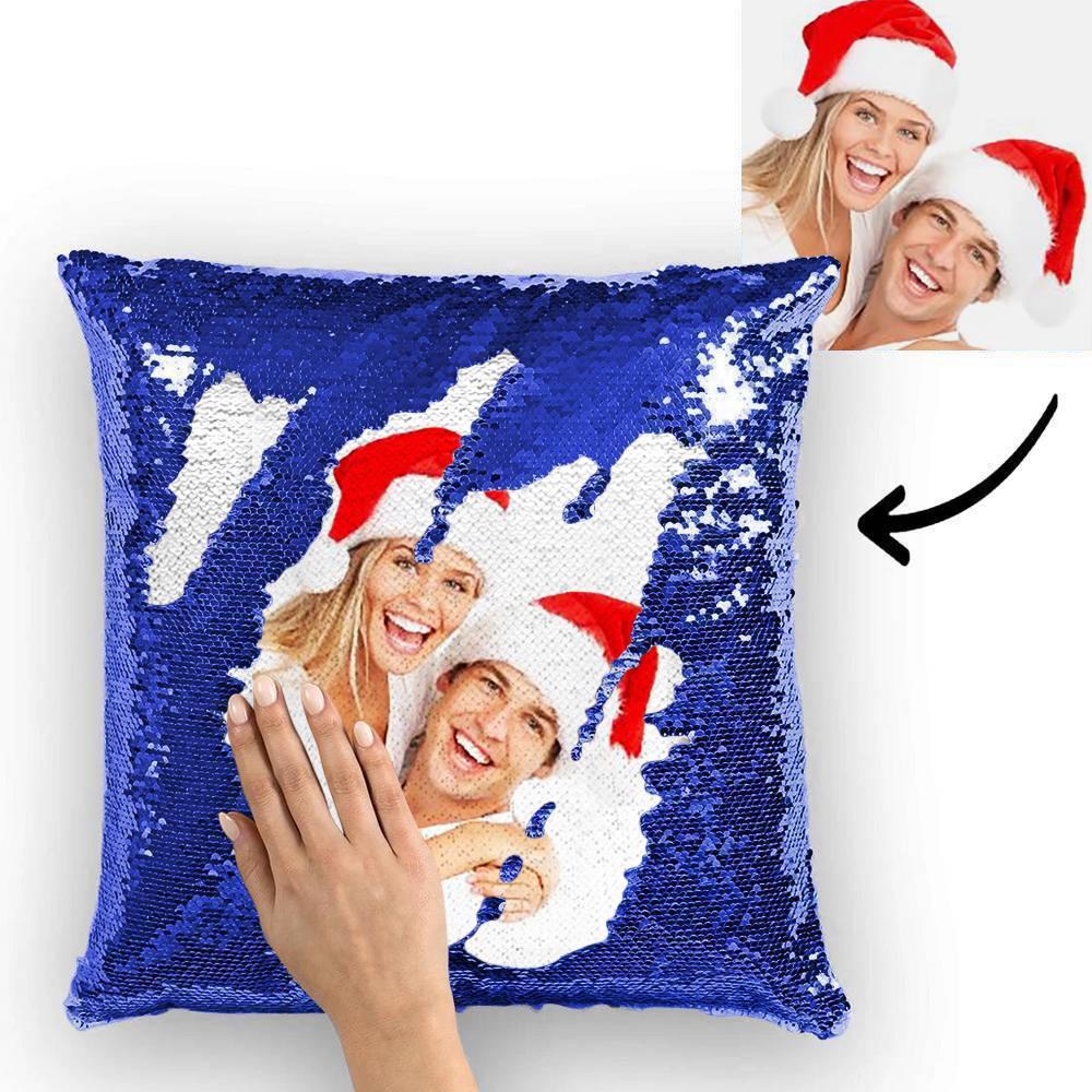 Christmas Gifts Couple Photo Personalised Magic Sequins Pillow Multicolor Shiny 15.75''*15.75'' - MyFaceBoxerUK