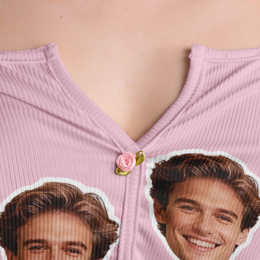 Valentine's Gifts Custom Photo Appliques Notched Neckline Lingerie Set - MyfaceboxerUK