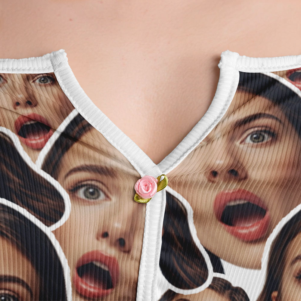 Valentine's Gifts Custom Facemash Appliques Notched Neckline Lingerie Set - MyfaceboxerUK