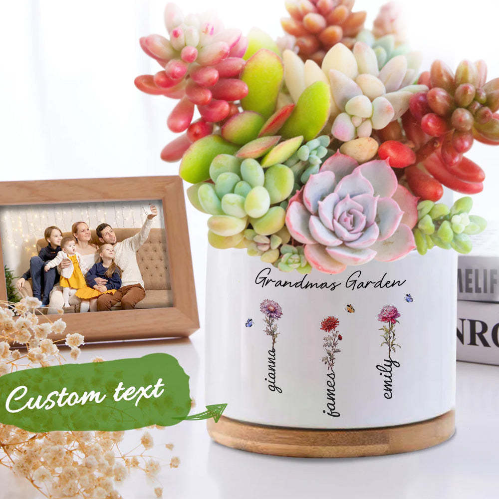 Mother's Day Gifts Custom Birth Flowers Pot Personalized Name Ceramic Plant Pot - MyFaceBoxerUK