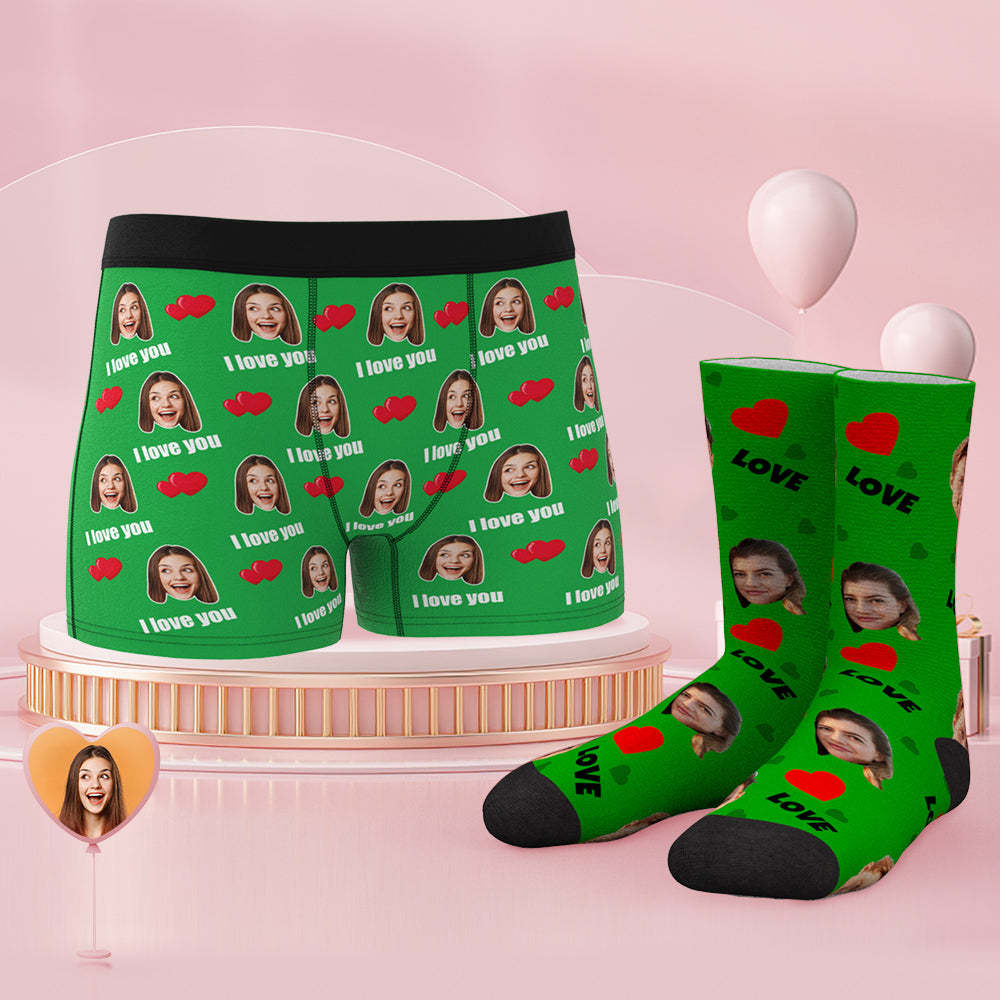 Custom Face Boxer Shorts And Socks Set Love - MyFaceBoxerUK