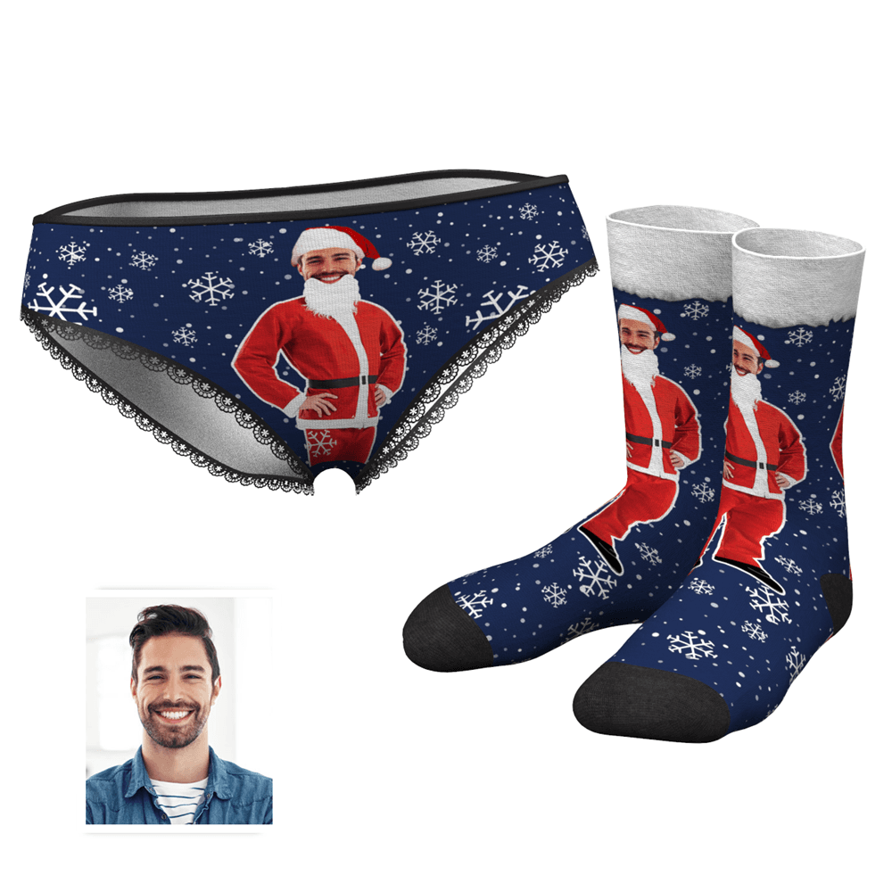 Women's Christmas Face on Body Panties And Crew Socks Set - MyFaceBoxerUK