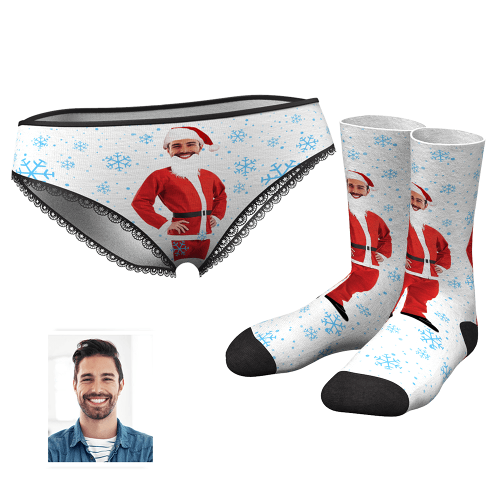 Women's Christmas Face on Body Panties And Crew Socks Set - MyFaceBoxerUK