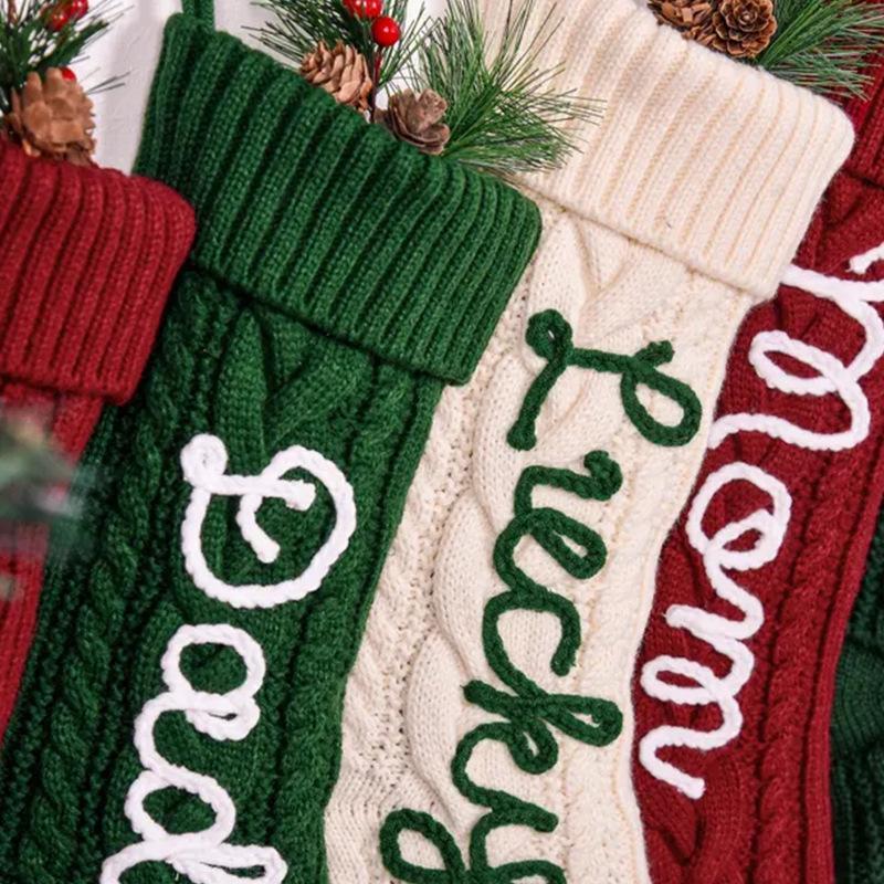 Custom Christmas Chunky Yarn Name Stocking – Personalized Holiday Knit Stocking