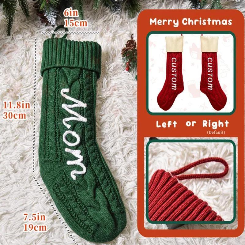 Custom Christmas Chunky Yarn Name Stocking – Personalized Holiday Knit Stocking
