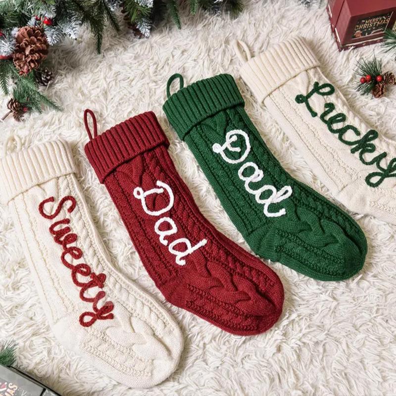 Custom Christmas Chunky Yarn Name Stocking – Personalised Holiday Knit Stocking