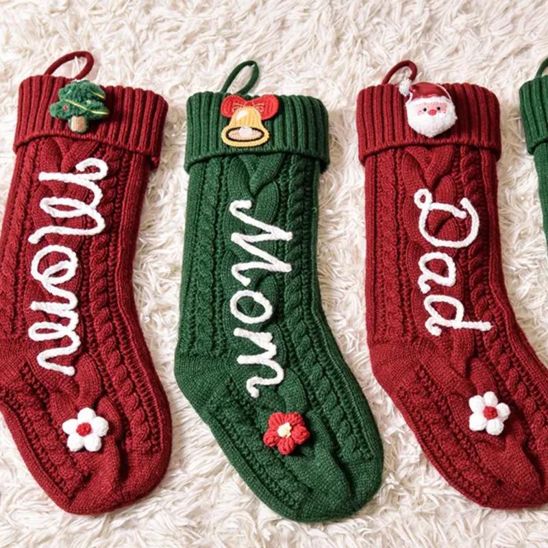 Custom Christmas Chunky Yarn Name Stocking – Personalised Holiday Knit Stocking