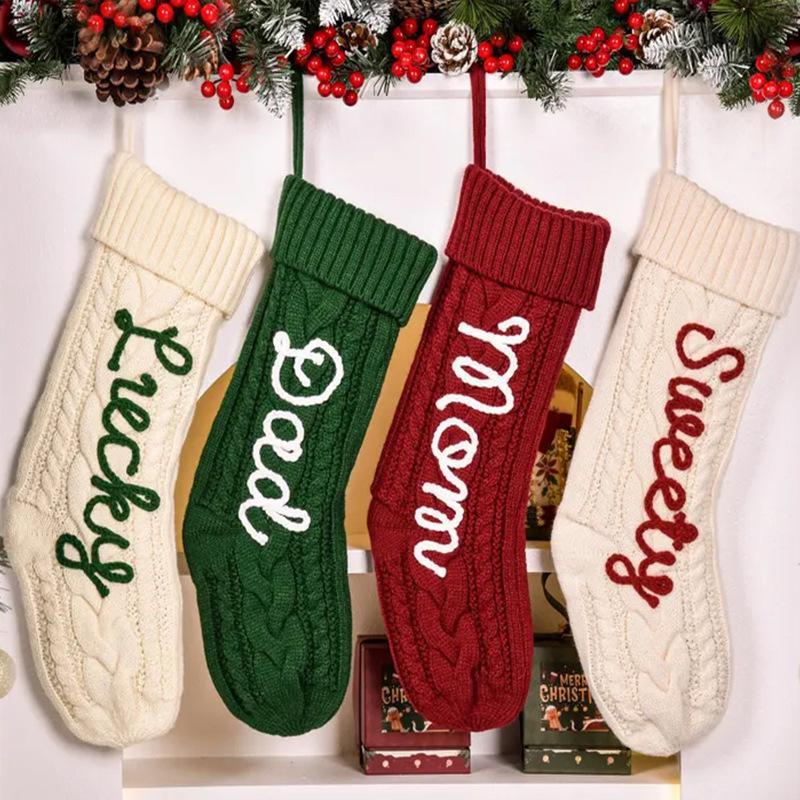 Custom Christmas Chunky Yarn Name Stocking – Personalized Holiday Knit Stocking