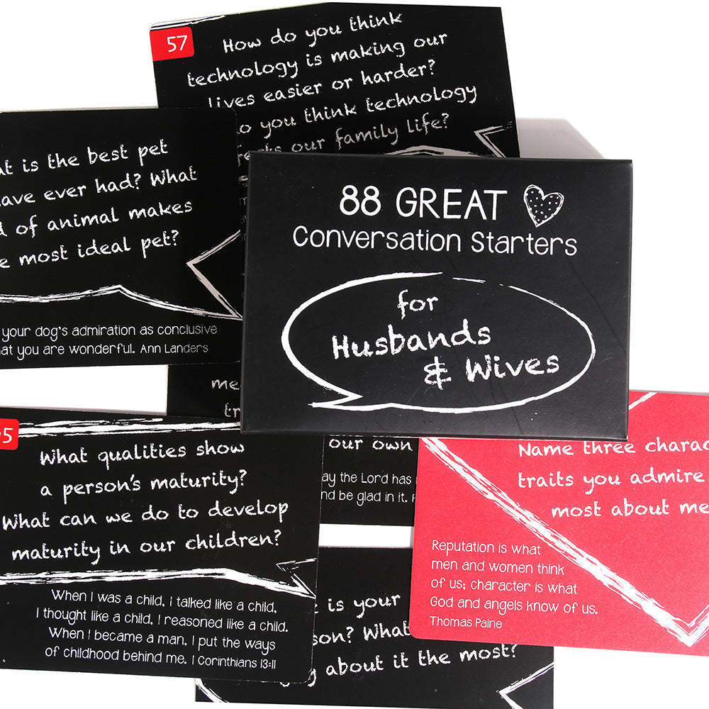 88 Great Conversation Starters Card Box for Husbands and Wives Romantic Card Game for Married Couples - MyFaceBoxerUK