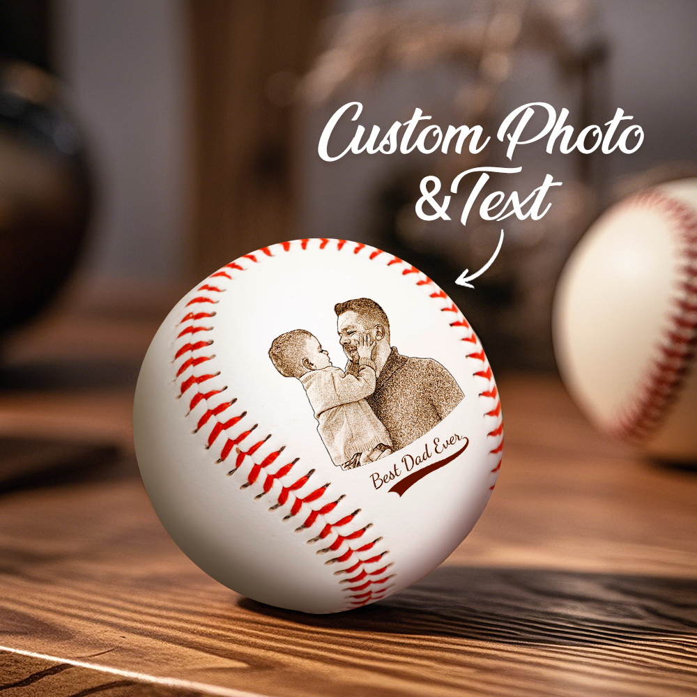 Personalized Fathers Day Gifts for Dad - Engrave Your Favorite Photo on Baseball Balls