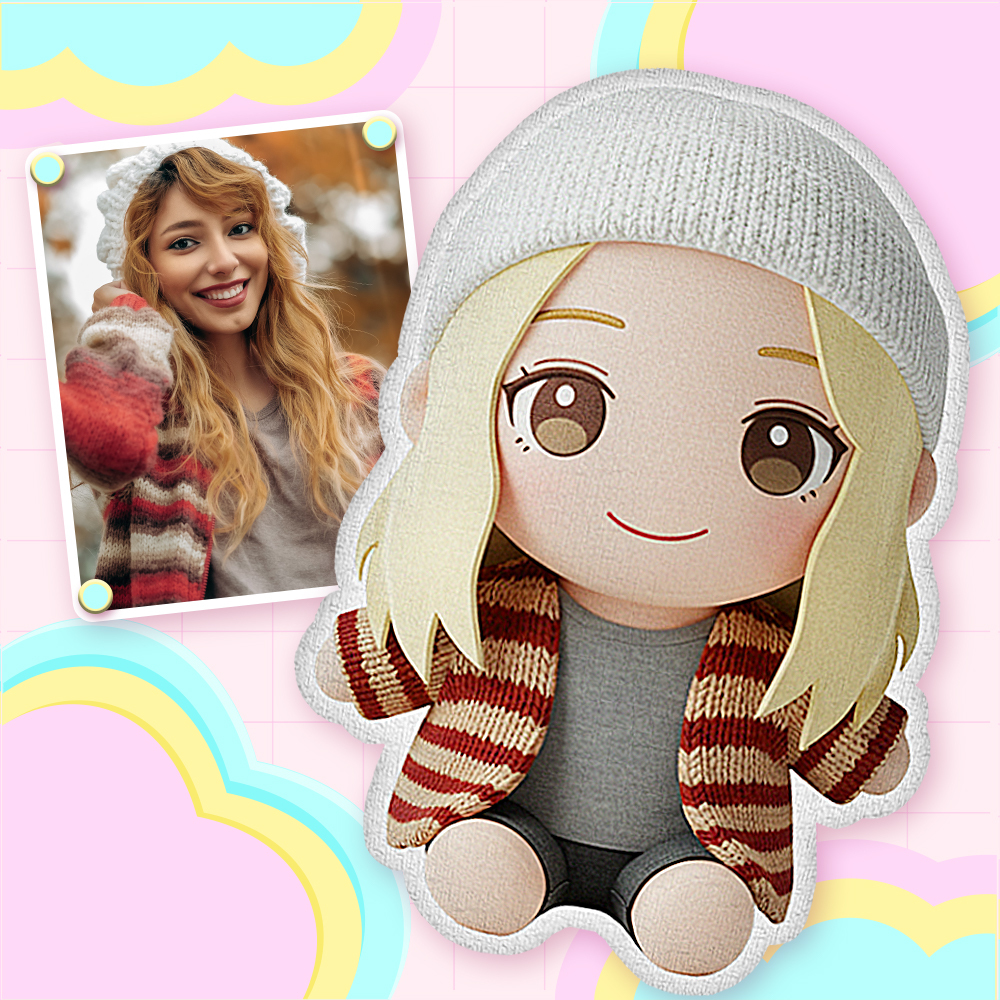 Custom Photo Plush Doll Keychain Personalized Cartoon Mini Me Plush Keychain Birthday Gift for Friend - MyFaceBoxer