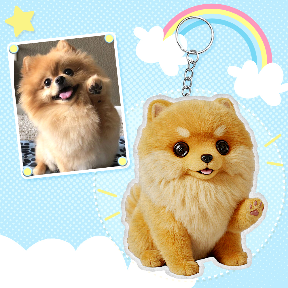 Custom Photo Plush Doll Keychain Personalized Cartoon Mini Me Plush Keychain Birthday Gift for Friend - MyFaceBoxer