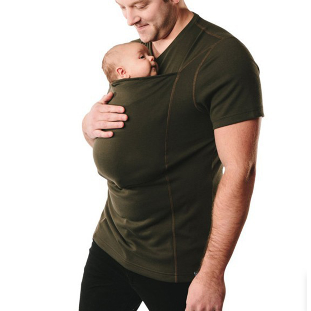 Dad And Mom Kangaroo Carrier Shirt Mens Top Women's Slim Tee Versatile Use Convenient Pockets T-shirt