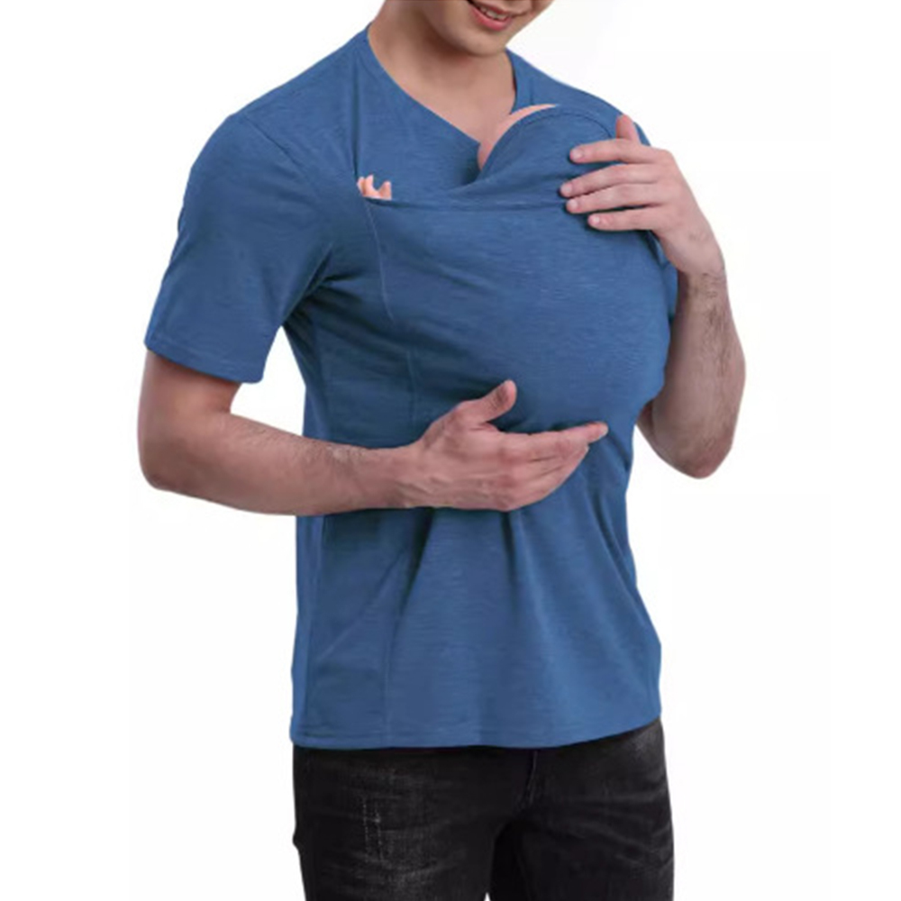 Dad And Mom Kangaroo Carrier Shirt Mens Top Women's Slim Tee Versatile Use Convenient Pockets T-shirt