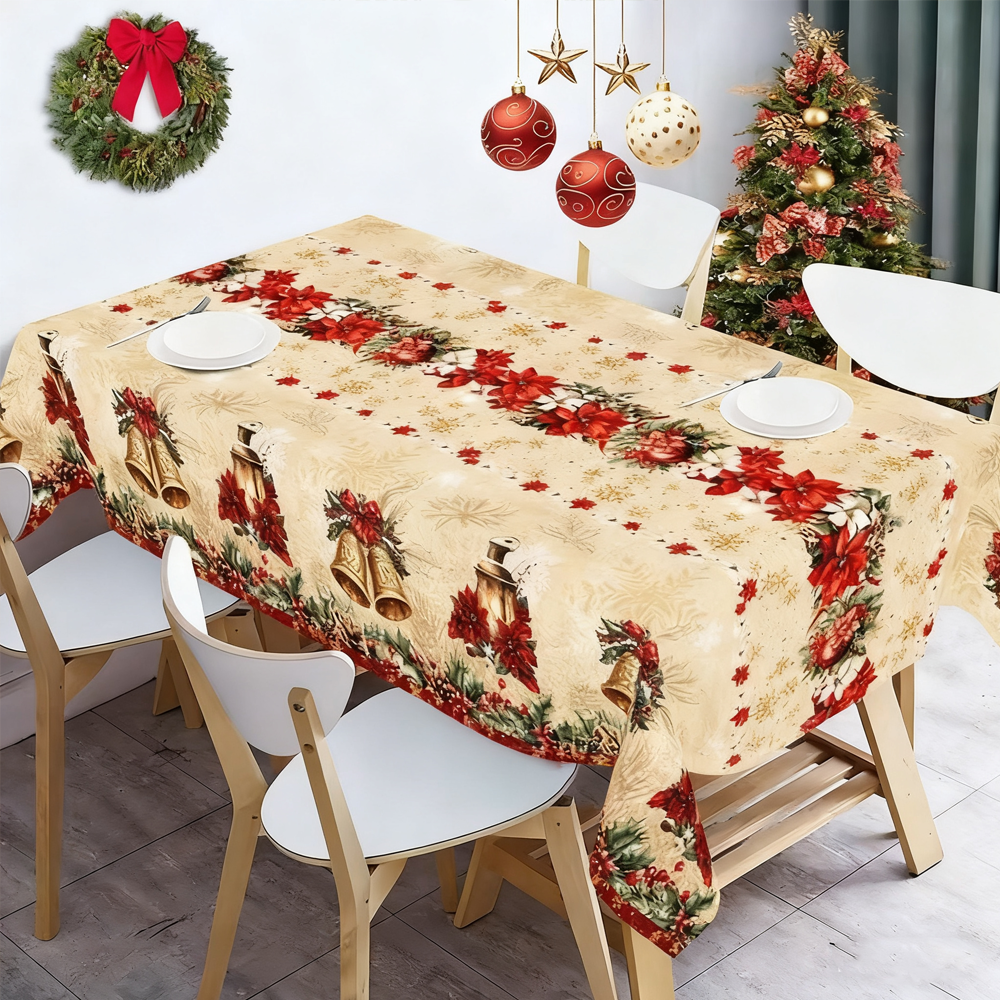 Christmas New Arrival Tablecloth, Digital Printed Festive Dining Table Cover, Holiday Home Decoration - MyfaceboxerUK