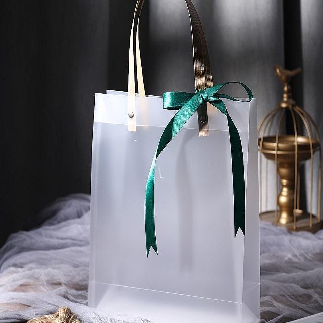Clear Gift Bag with Handles Reusable White Frosted Plastic Bag for Gift - MyFaceBoxerUK