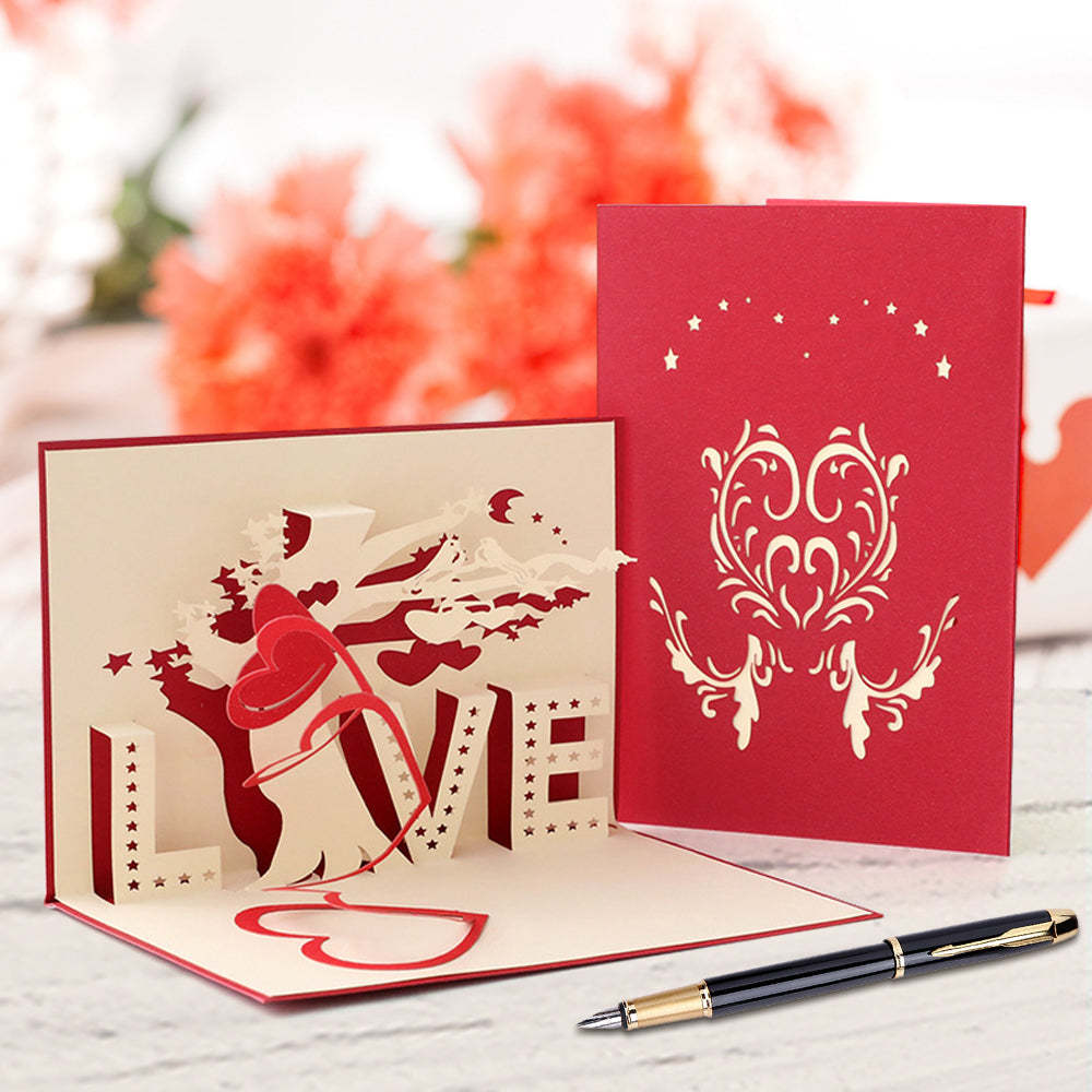 Valentine's Day Love Tree 3D Pop Up Greeting Card - MyFaceBoxerUK