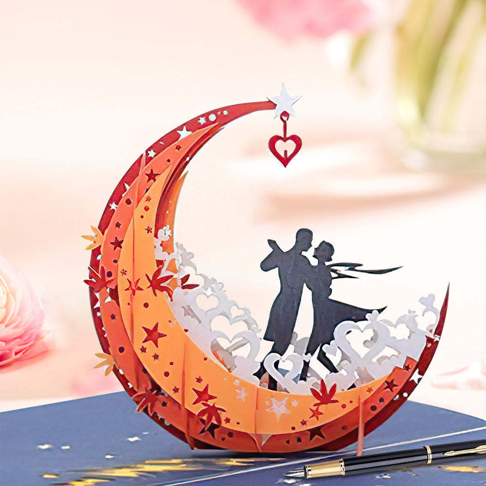 Valentine's Day Moon Couple 3D Pop Up Greeting Card - MyFaceBoxerUK