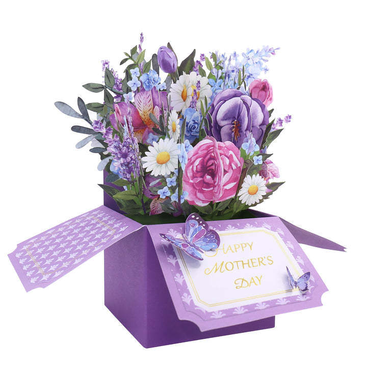 Happy Mother's Day Pop up Card Purple Flowers Card for Mother's Day	 - MyFaceBoxerUK