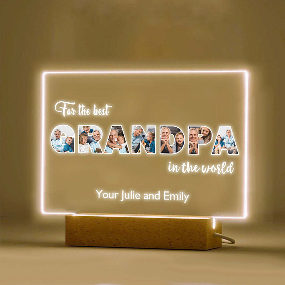 Custom Night Light Personalized Photo Acrylic Lamp Father's Day Gifts for Grandpa - MyFaceBoxerUK