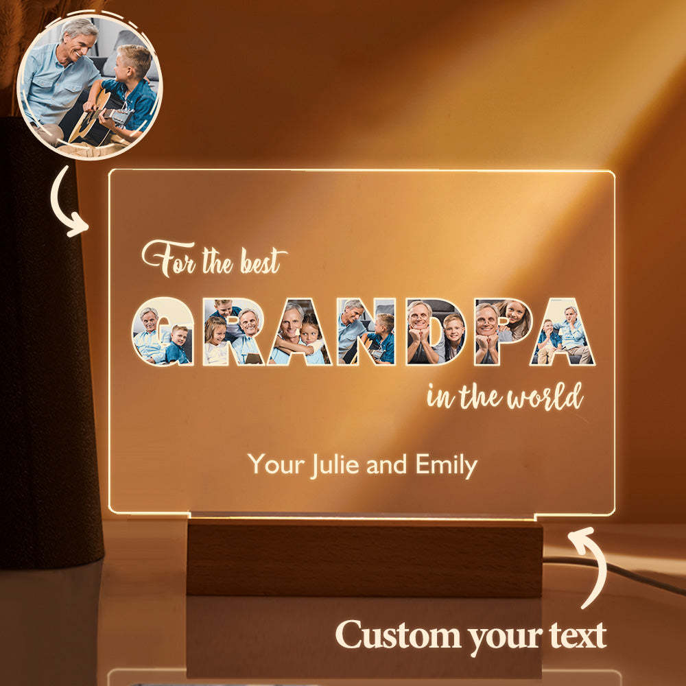 Custom Night Light Personalized Photo Acrylic Lamp Father's Day Gifts for Grandpa - MyFaceBoxerUK