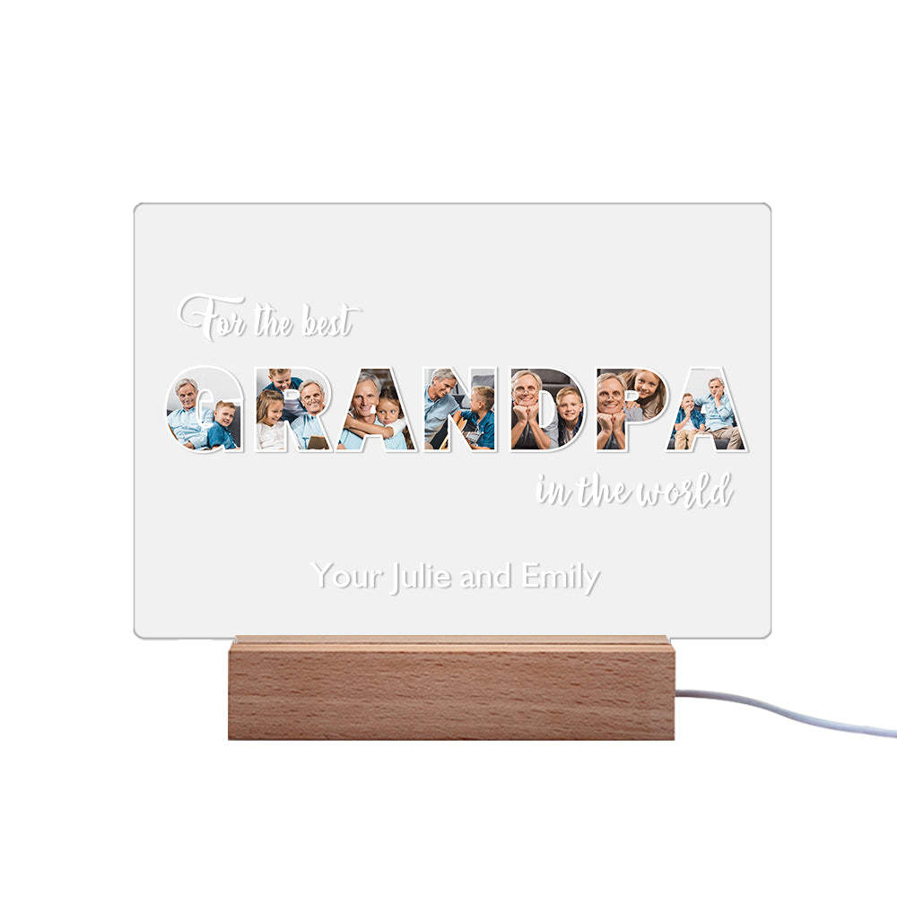 Custom Night Light Personalized Photo Acrylic Lamp Father's Day Gifts for Grandpa - MyFaceBoxerUK