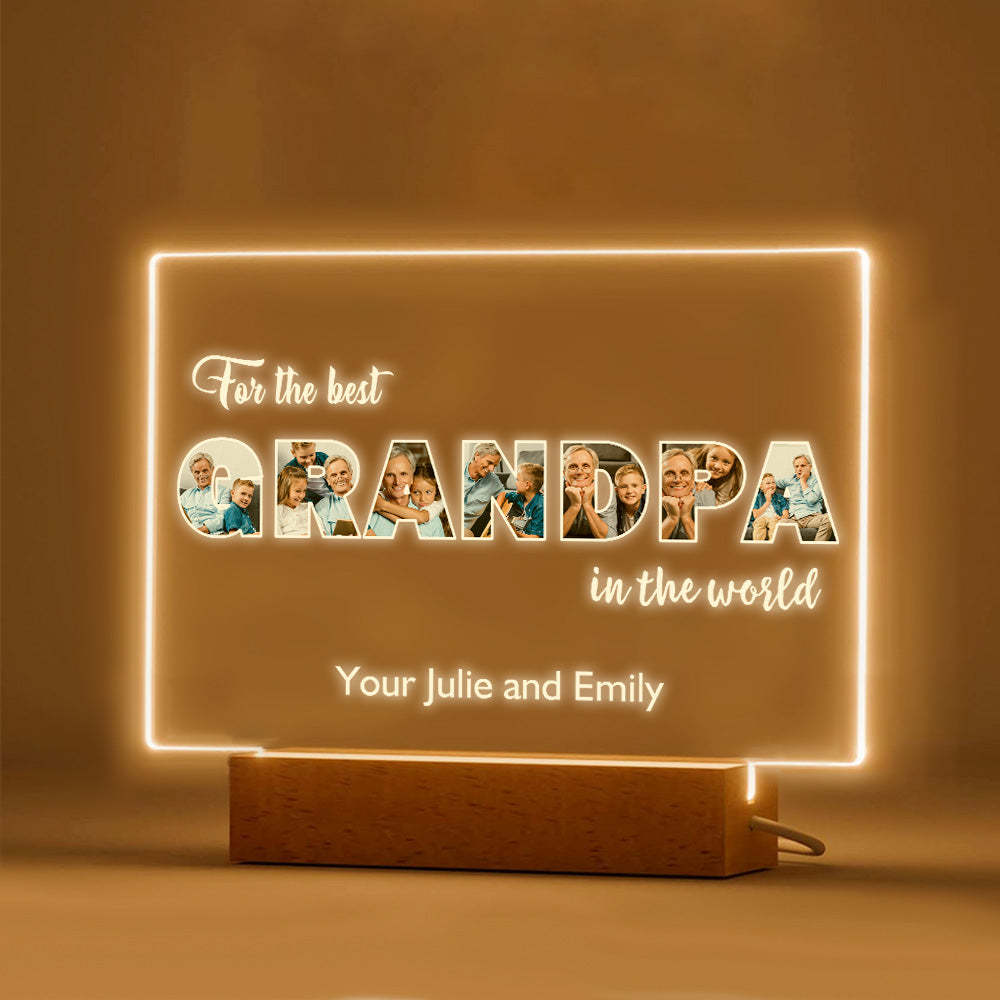 Custom Night Light Personalized Photo Acrylic Lamp Father's Day Gifts for Grandpa - MyFaceBoxerUK