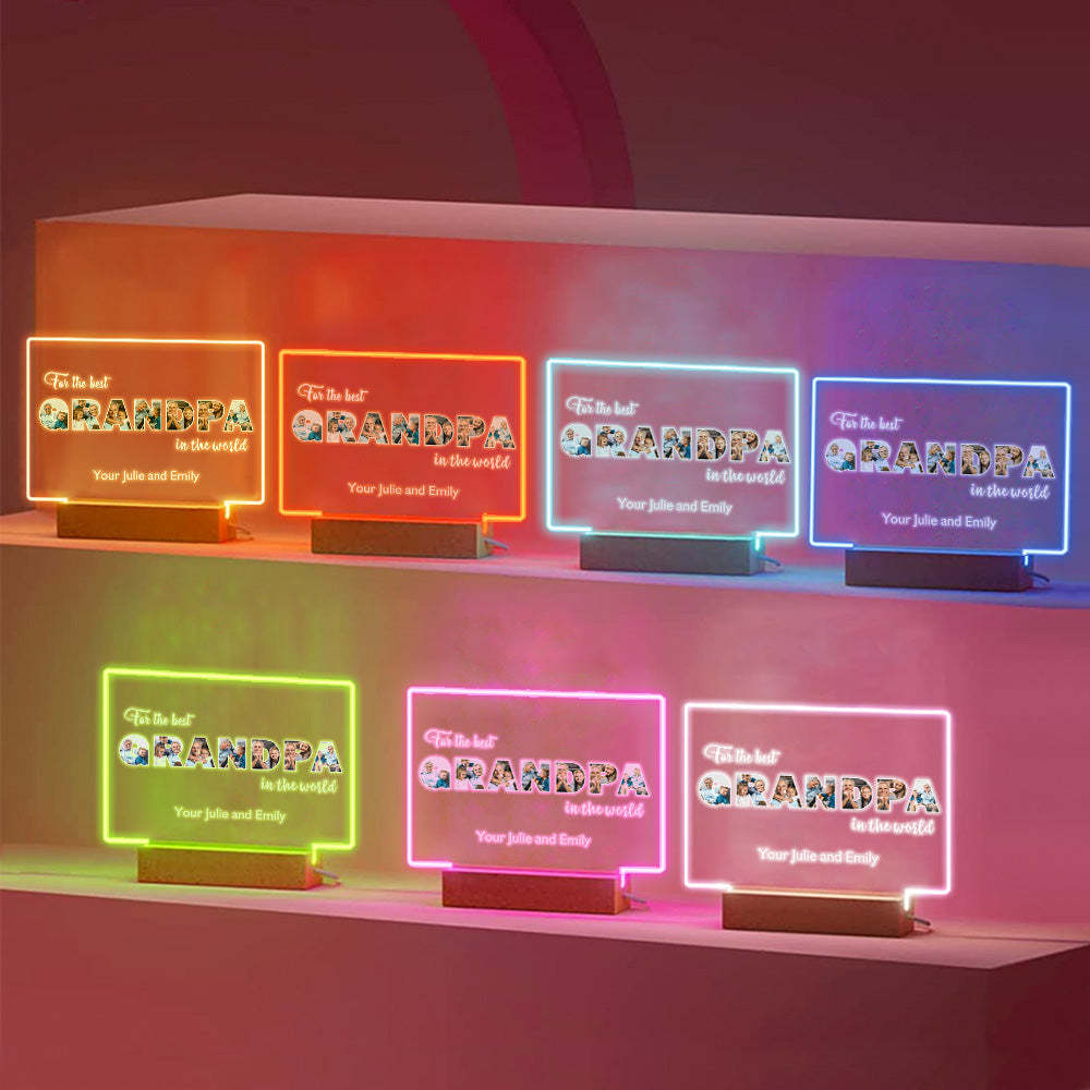 Custom Night Light Personalized Photo Acrylic Lamp Father's Day Gifts for Grandpa - MyFaceBoxerUK