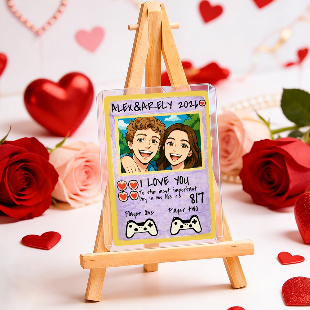 Personalized Valentine's Day Power Couple Lenticular Card Custom Anniversary Card Couple Photo Anime Style Valentine's Day Gift for Lover - MyfaceboxerUK