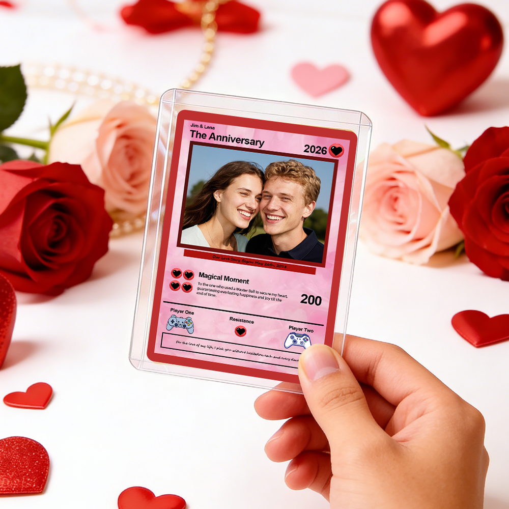 Personalized Valentine's Day Power Couple Lenticular Card Custom Anniversary Card Couple Photo Anime Style Valentine's Day Gift for Lover - MyfaceboxerUK