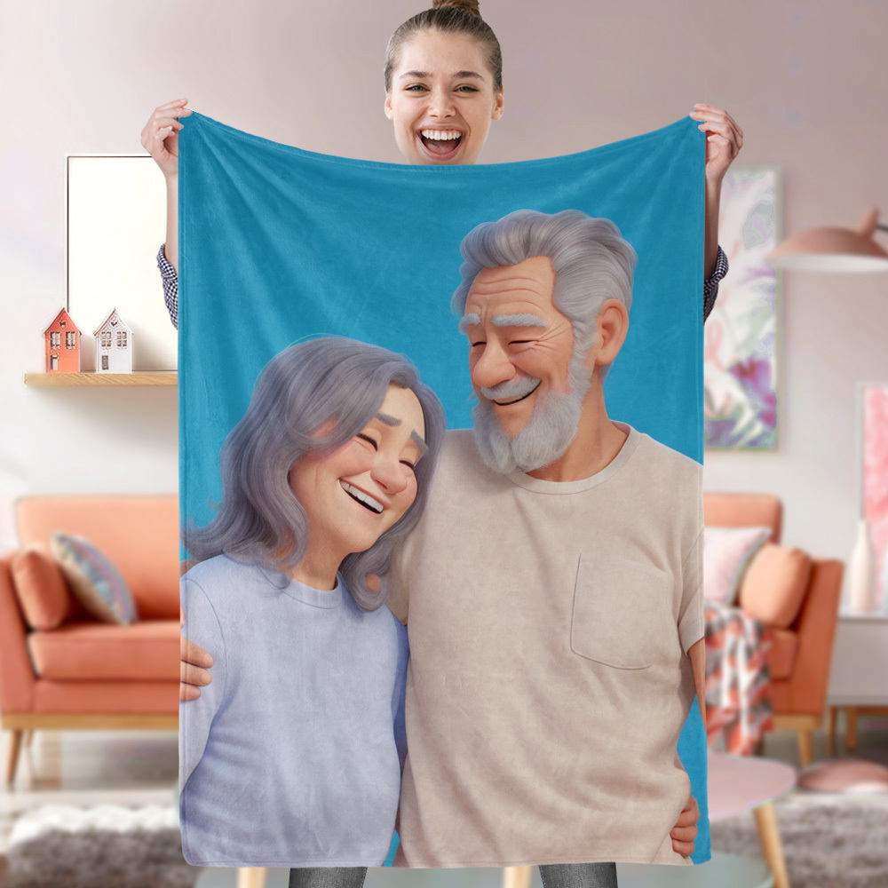 Custom Cartoon Blanket from Your Photo Gifts for Her - MyFaceBoxerUK