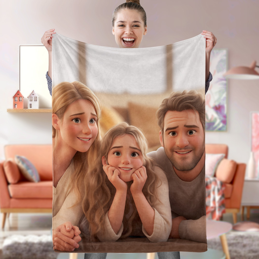 Custom Cartoon Blanket from Your Photo Gifts for Her - MyFaceBoxerUK